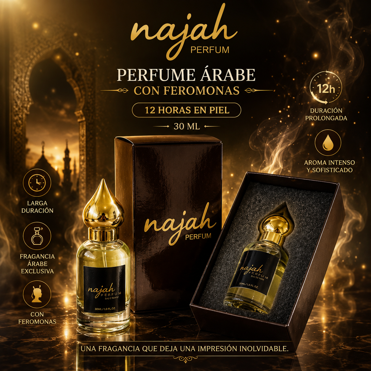 PERFUME NAJAH - ARABE CON FEROMONAS 12 HORAS EN PIEL 30 ML