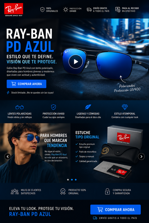 RAYBAN PD AZUL +ESTUCHE TIPO ORIGINAL