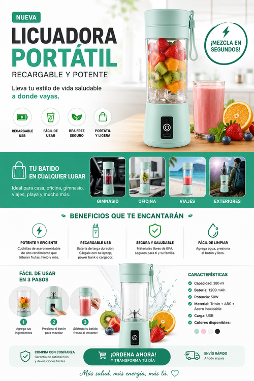 LICUADORA PORTATIL RECARGABLE